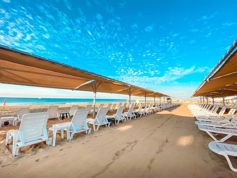 Natural landscape, Beach, Sea view, sunbed
