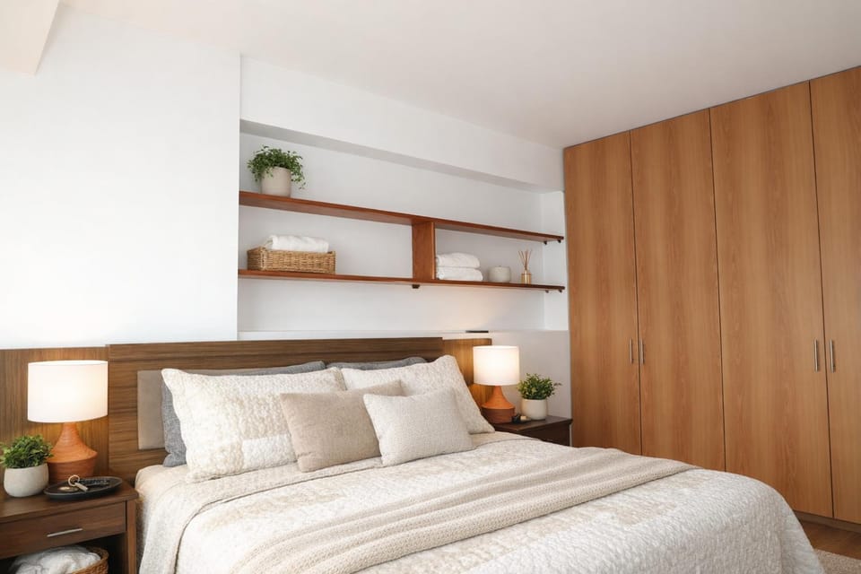 Bed, Photo of the whole room, Bedroom, wardrobe