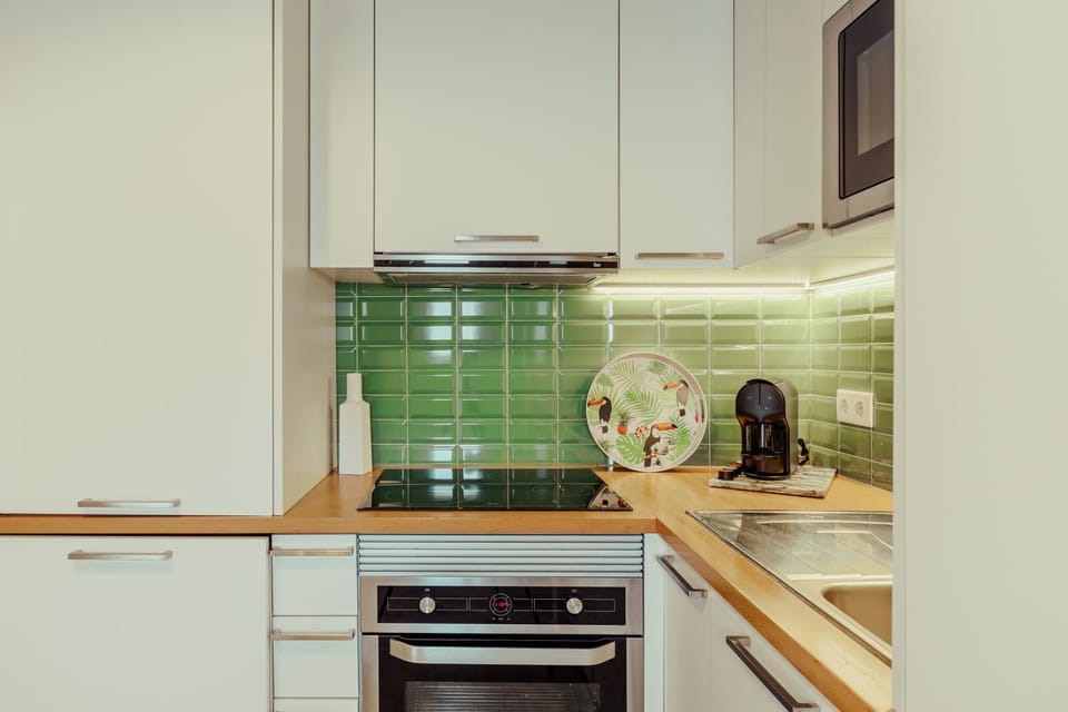 Kitchen or kitchenette, stove