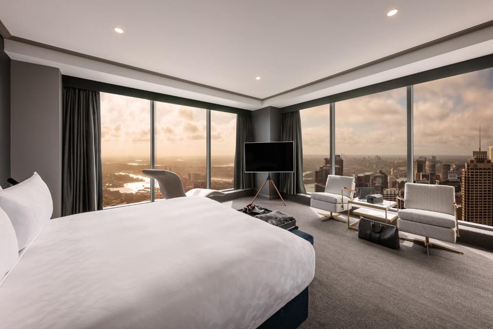 Bed, Bedroom, City view