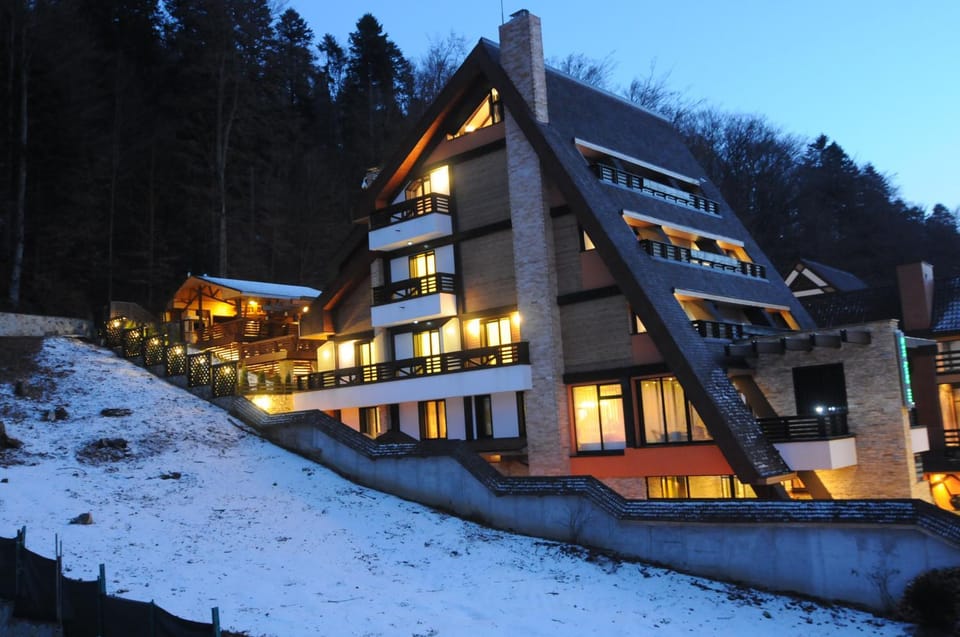 Property building, Night, Winter