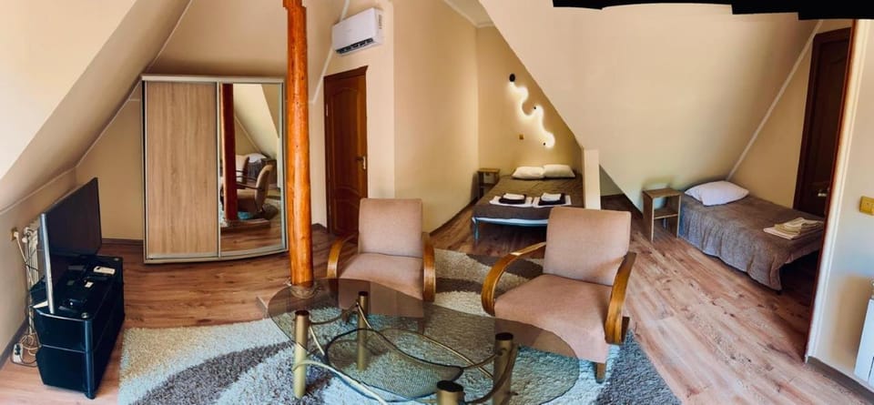 Bed, Living room, Photo of the whole room, Seating area, Bedroom