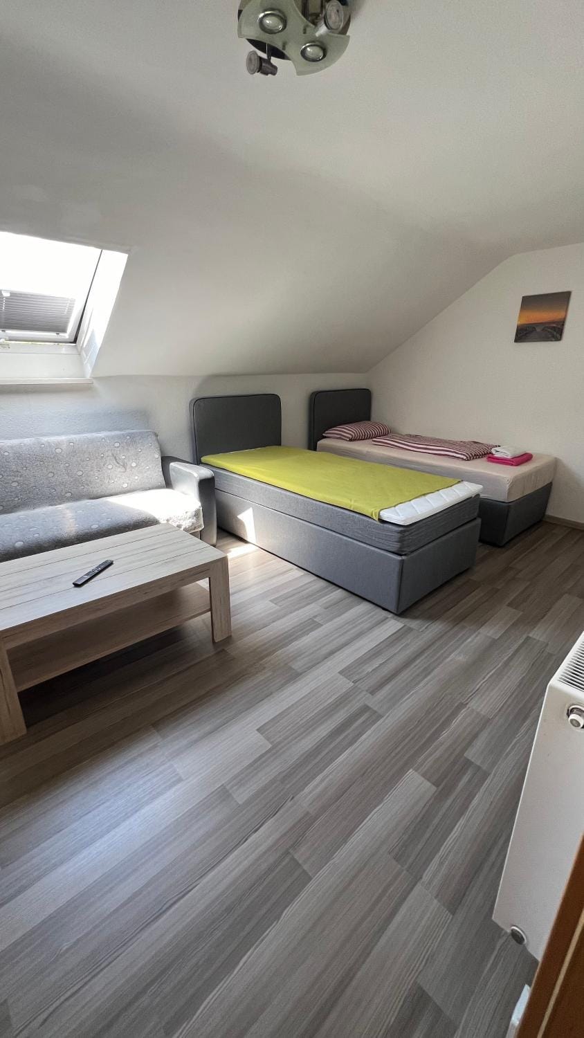 Bed, TV and multimedia, Living room, Photo of the whole room, Seating area, Bedroom