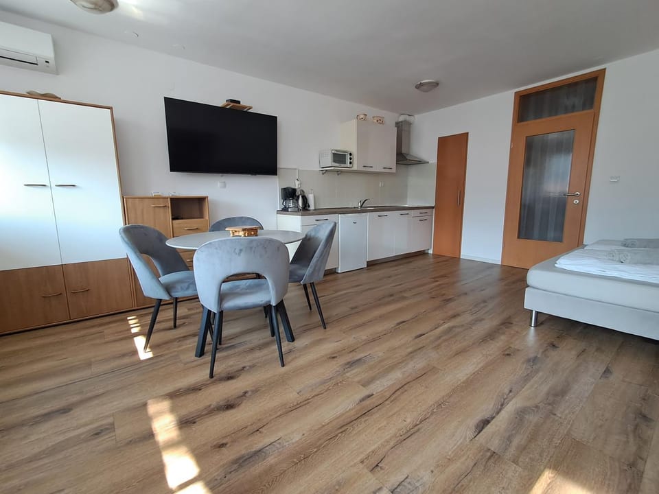 Bed, TV and multimedia, Kitchen or kitchenette, Living room, Photo of the whole room, Dining area, Bedroom, oven, pet friendly