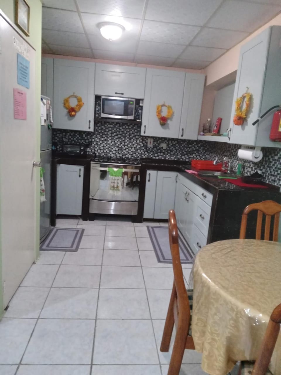 Kitchen or kitchenette, stove
