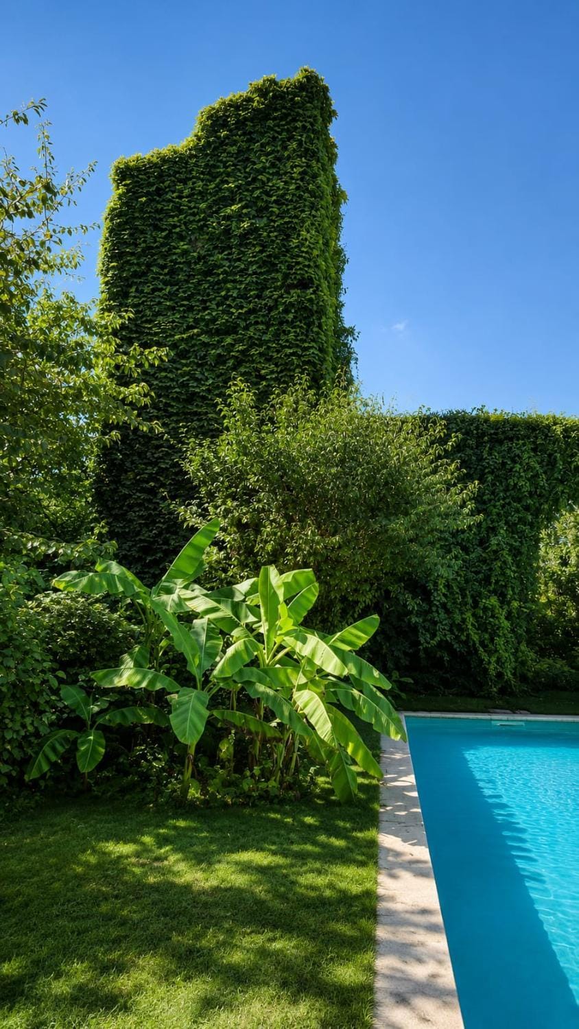 Day, Natural landscape, Garden, Garden view, Pool view, Swimming pool