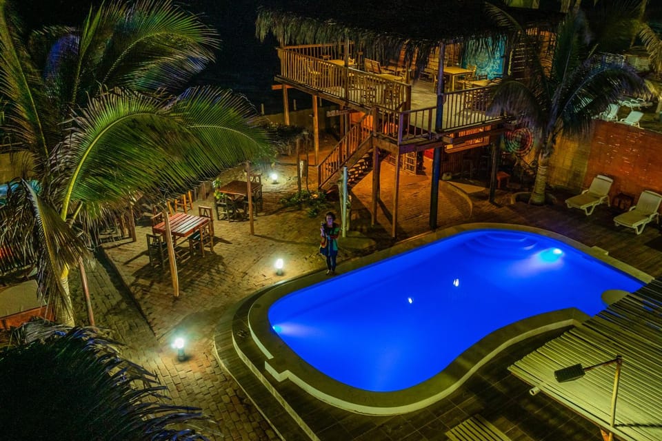 Night, Pool view, Swimming pool