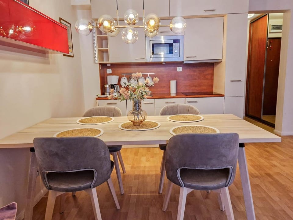 Kitchen or kitchenette, Living room, Seating area, Dining area, stove