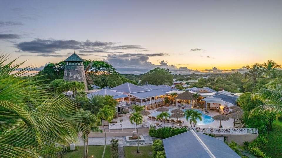 Natural landscape, Bird's eye view, Swimming pool, Sunset