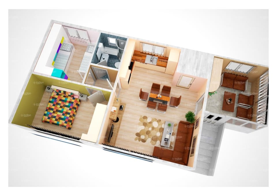 Property building, Bird's eye view, Floor plan