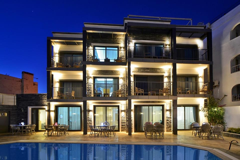Property building, Swimming pool, Sunset