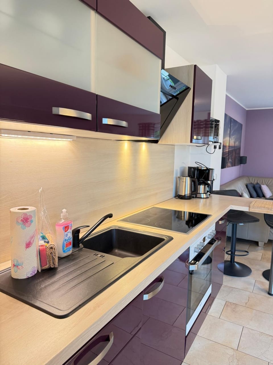 Kitchen or kitchenette, Dining area, stove