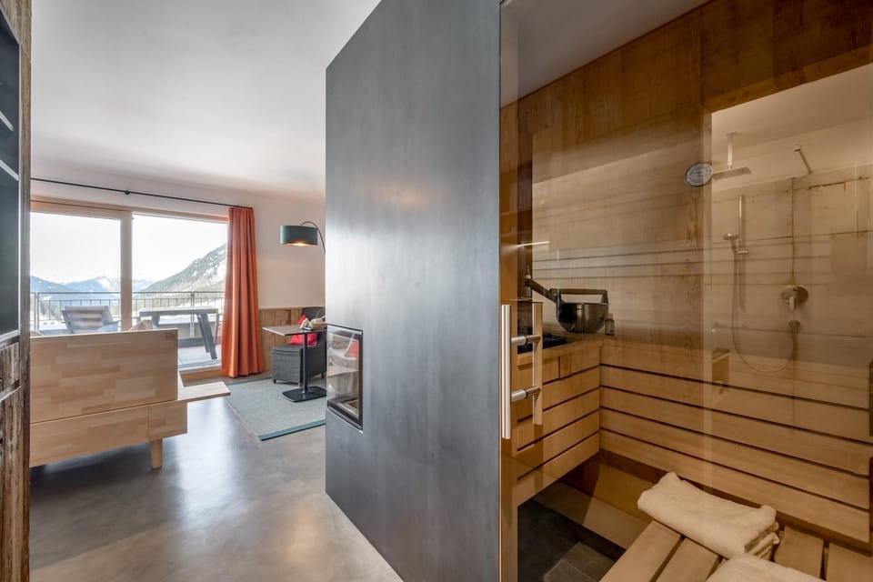 Bed, Sauna, View (from property/room), Photo of the whole room, Mountain view