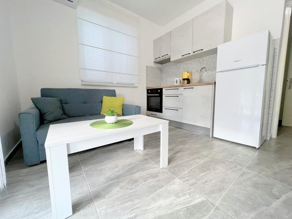 Kitchen or kitchenette, Living room, Seating area, Dining area