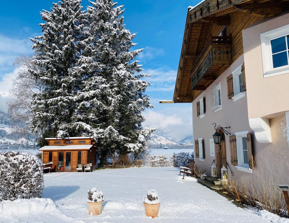 Property building, Winter, Garden