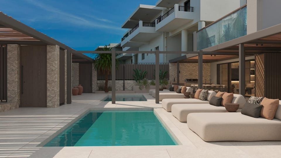 Seating area, Pool view, Swimming pool, sunbed