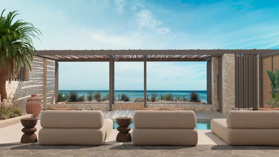 Day, View (from property/room), Balcony/Terrace, Seating area, Beach, Sea view, sunbed