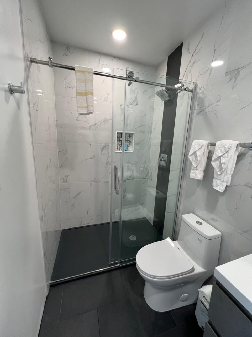 Shower, Toilet, Bathroom, towels