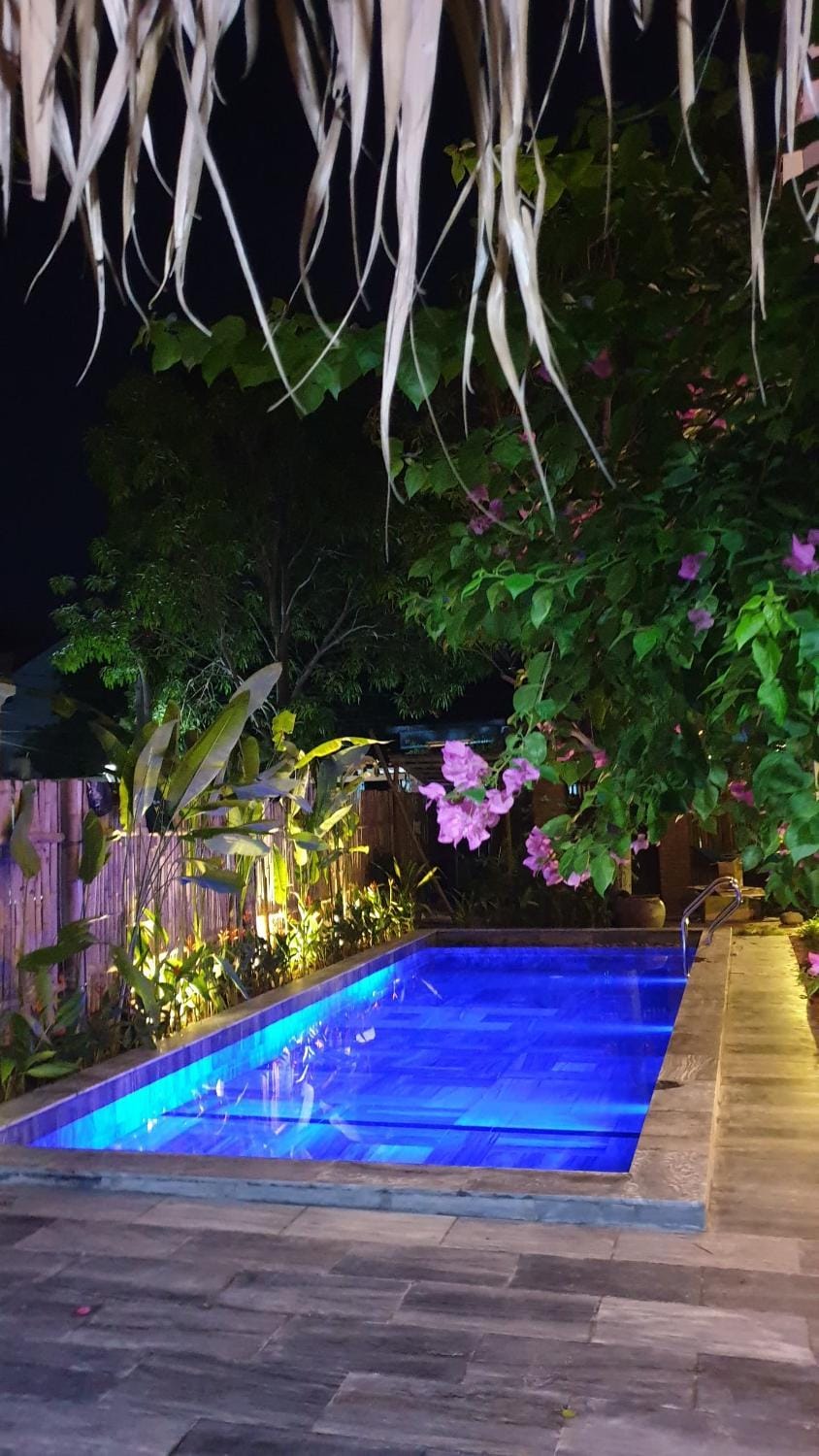 Night, Pool view, Swimming pool