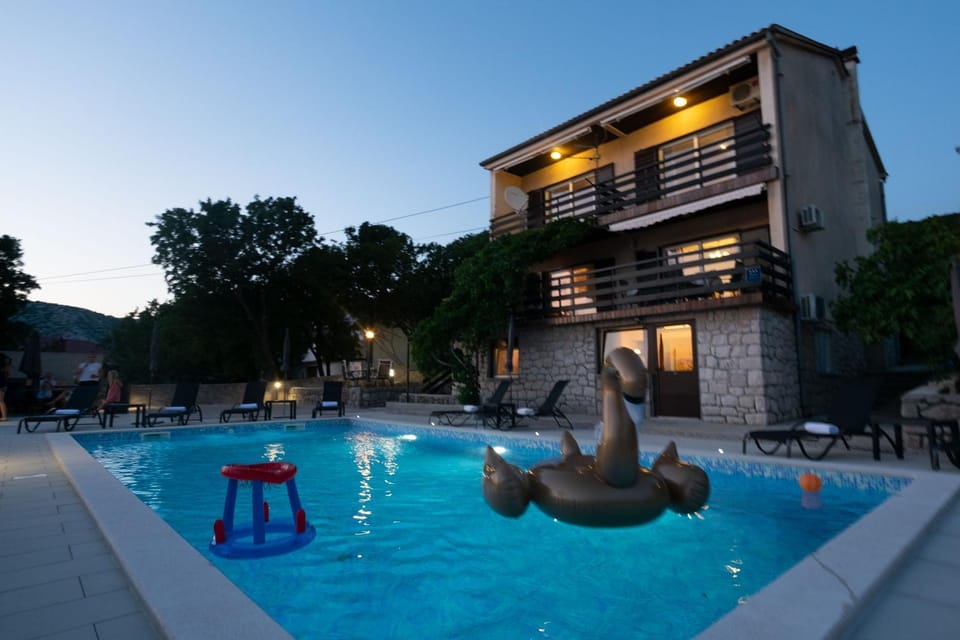 Property building, Swimming pool, Sunset
