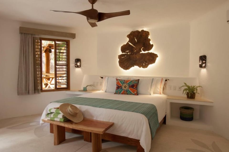Bed, Bedroom, Garden view, fireplace, air conditioner