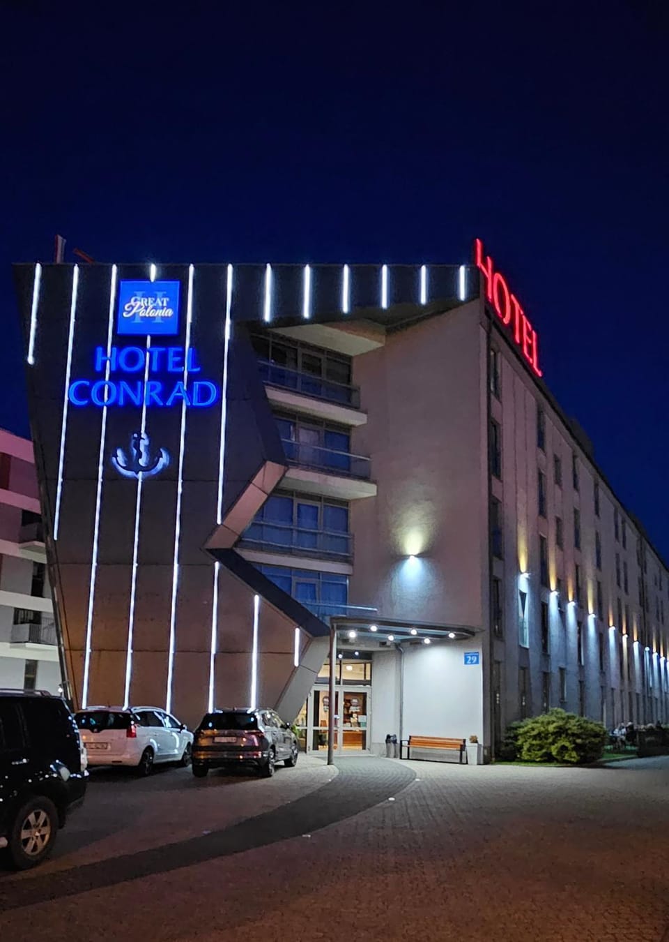 Property building, Night, Location, Parking