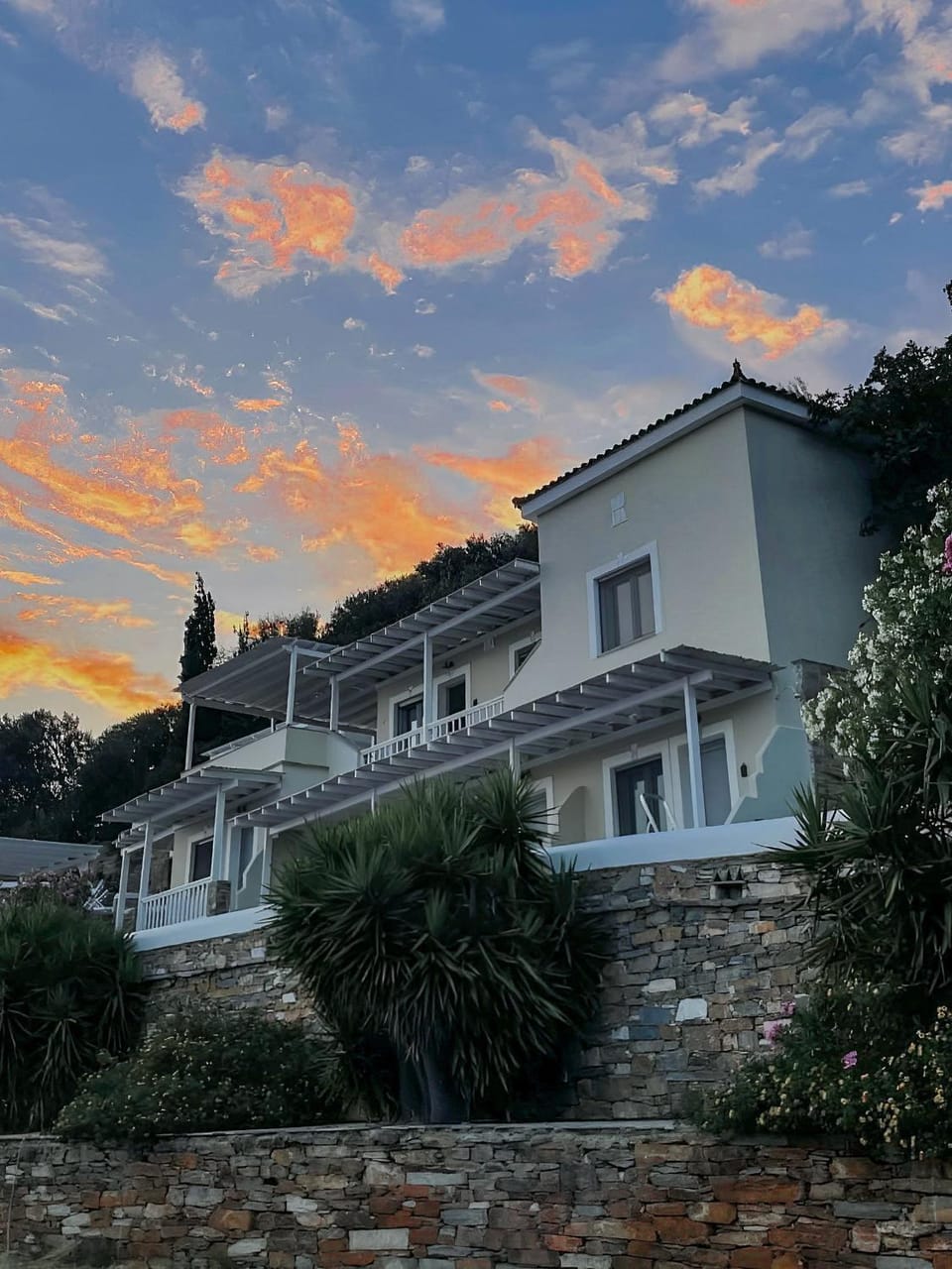 Property building, Facade/entrance, Sunset