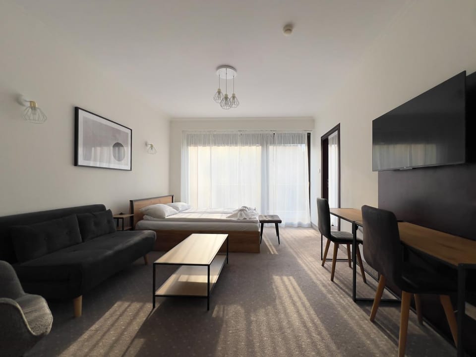 Bed, TV and multimedia, Living room, Photo of the whole room, Seating area, Evening entertainment, Bedroom