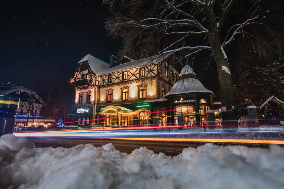 Property building, Night, Winter
