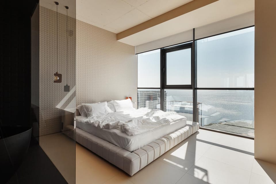 Bed, Bedroom, Sea view