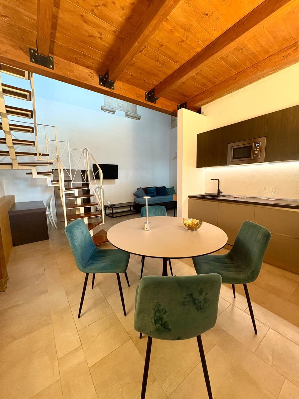 Kitchen or kitchenette, Living room, Dining area