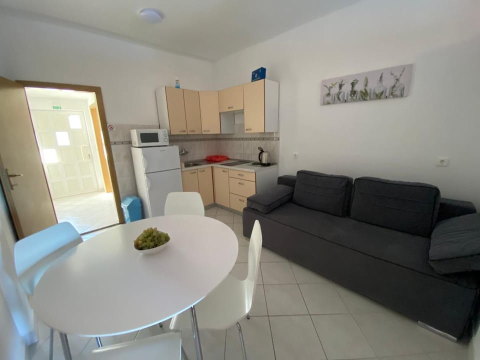 Kitchen or kitchenette, Living room, Seating area, Dining area, microwave, stove