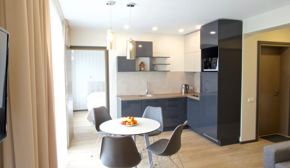 Kitchen or kitchenette, Living room, Dining area