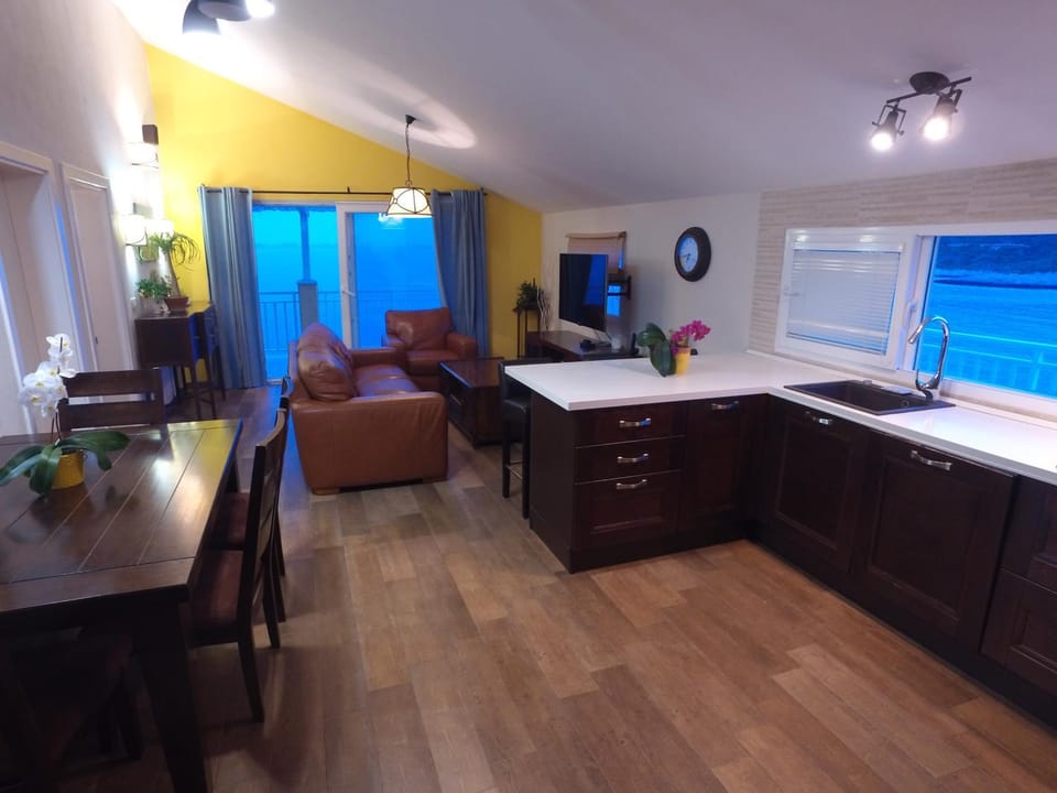Kitchen or kitchenette, Living room, Seating area