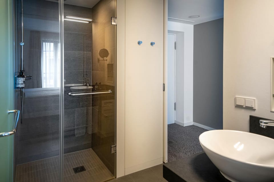 Shower, Bed, Bathroom, Bedroom
