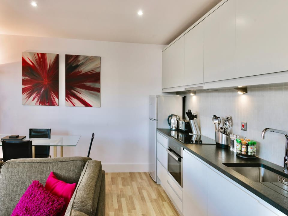 Coffee/tea facilities, Kitchen or kitchenette, Living room, Food and drinks, Dining area, minibar, pet friendly, stove, toaster, kitchen