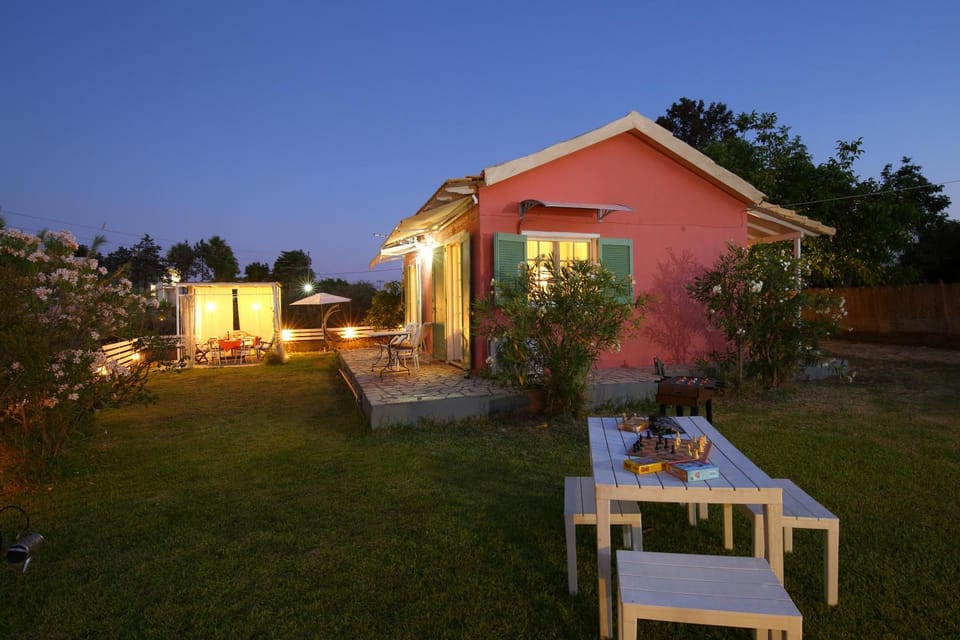 Property building, Night, Garden