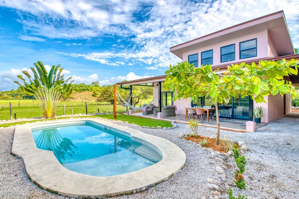 Property building, Patio, Natural landscape, Garden view, Pool view, Swimming pool, Family
