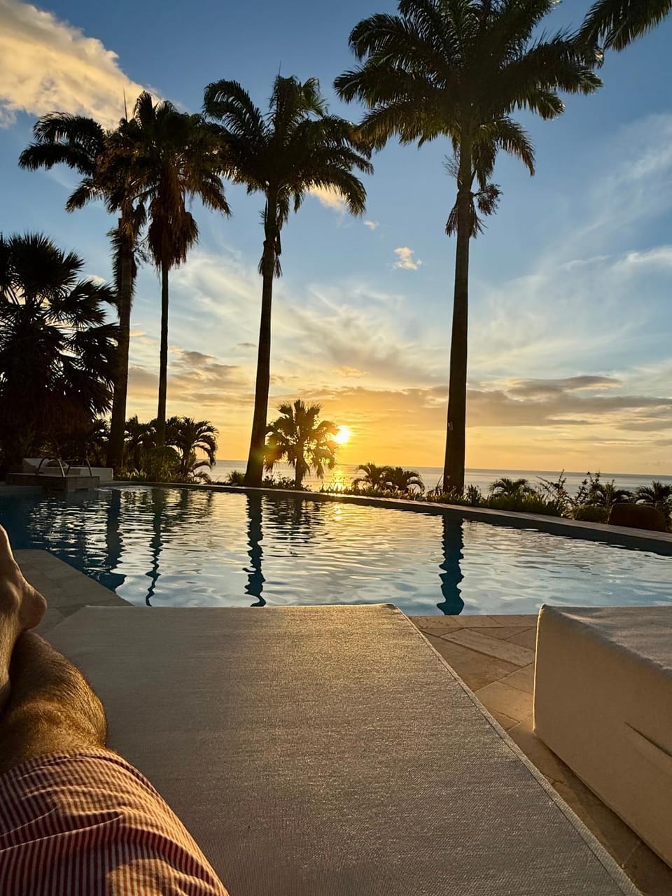 Pool view, Sea view, Swimming pool, Sunset, sunbed