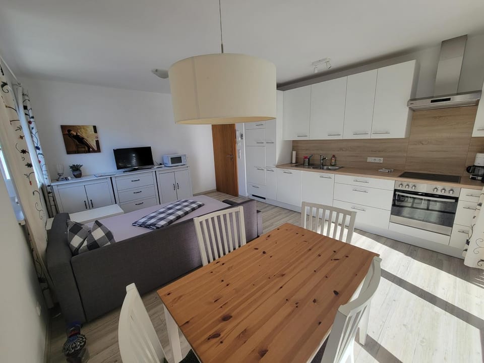 Kitchen or kitchenette, Living room, Dining area
