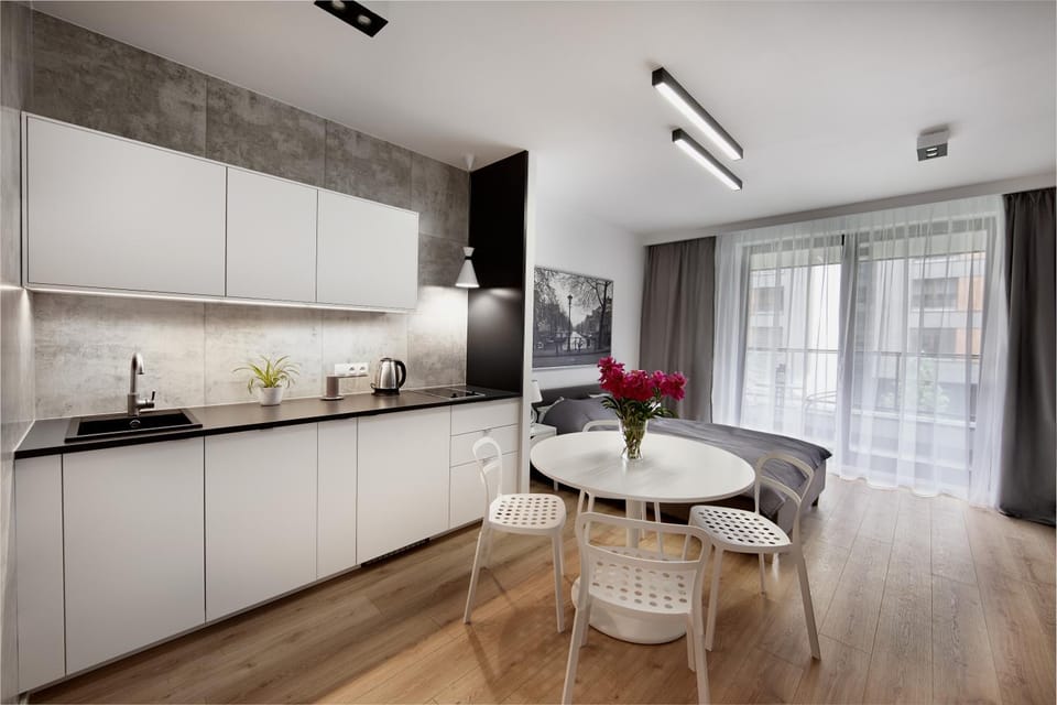 Kitchen or kitchenette, Living room, Dining area, Bedroom