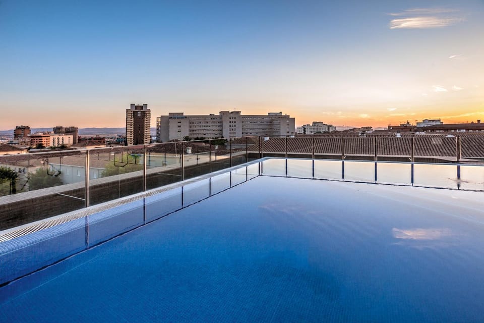 City view, Swimming pool, Sunset