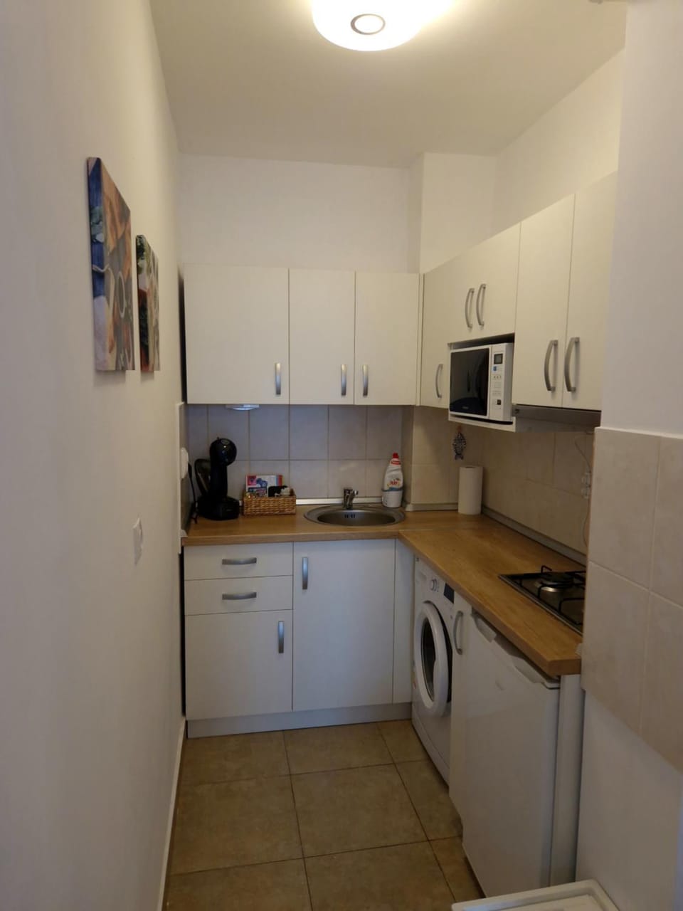 Kitchen or kitchenette, minibar, stove, washing machine