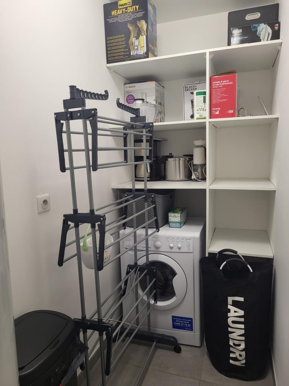 flat iron, storage, washing machine, dryer