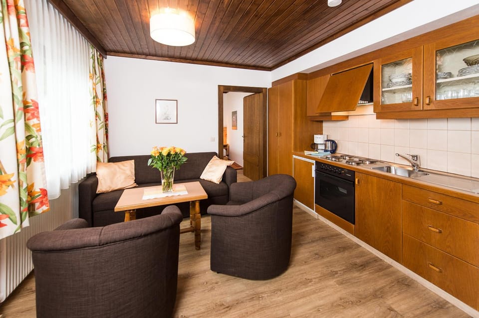 Kitchen or kitchenette, Living room, Seating area, stove