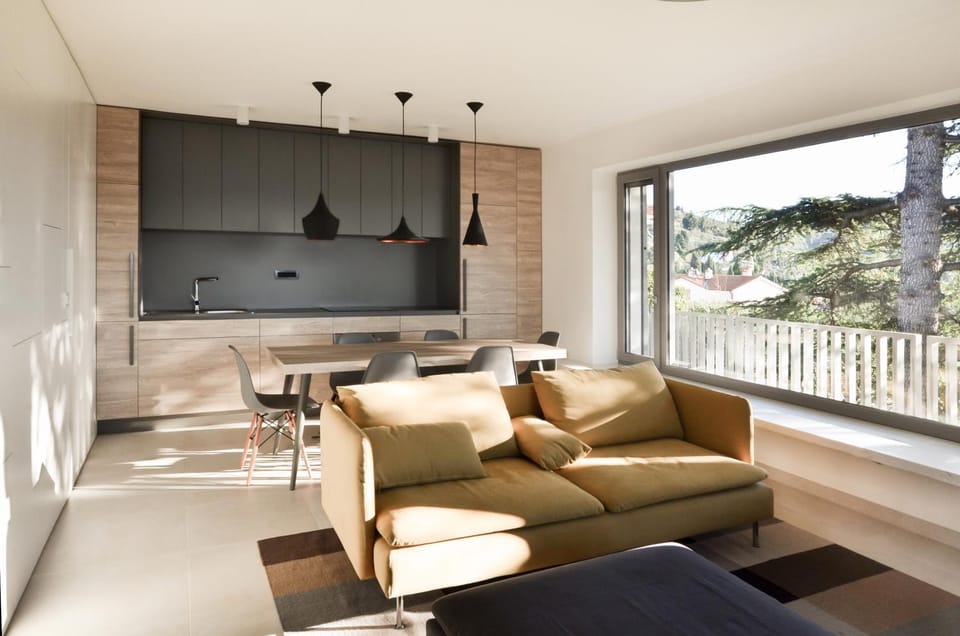 Coffee/tea facilities, Kitchen or kitchenette, Living room, Seating area