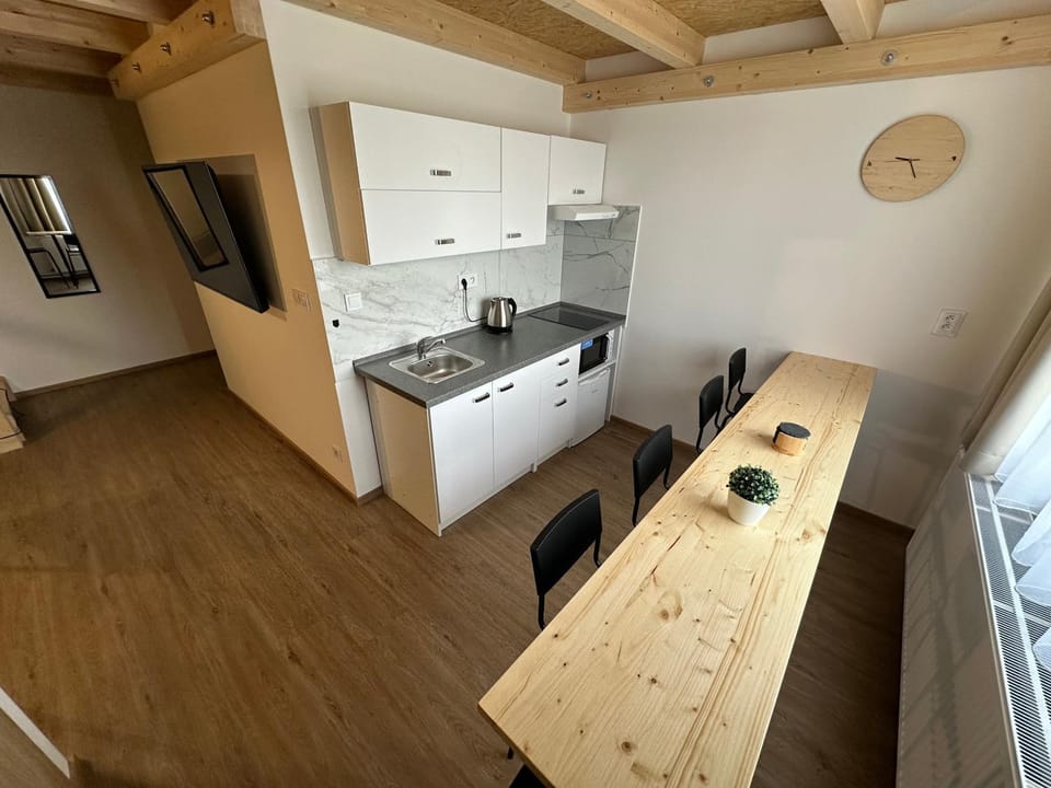 Kitchen or kitchenette, microwave, minibar, stove