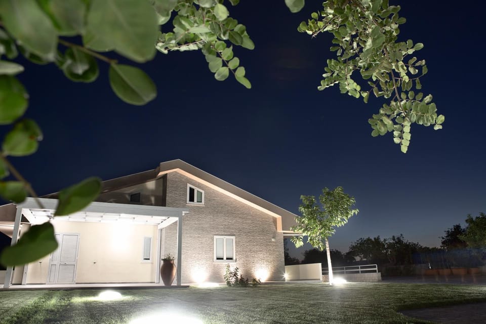 Property building, Night, Garden, Garden view