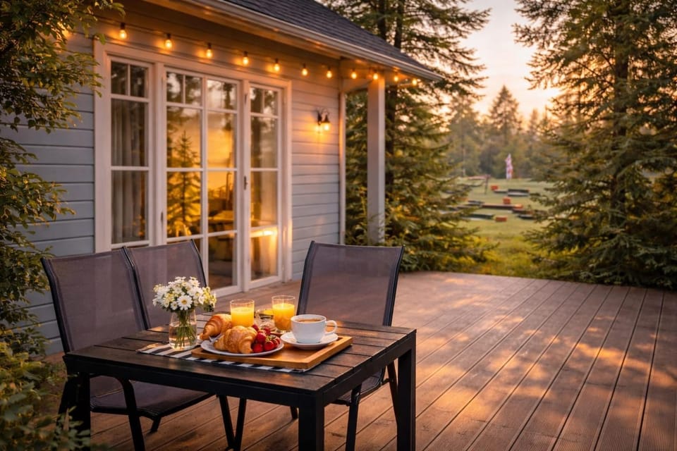 Domki Kapitańskie z prywatnym polem do gry w Mini Golf Nature lodge in West Pomeranian Voivodeship, Poland