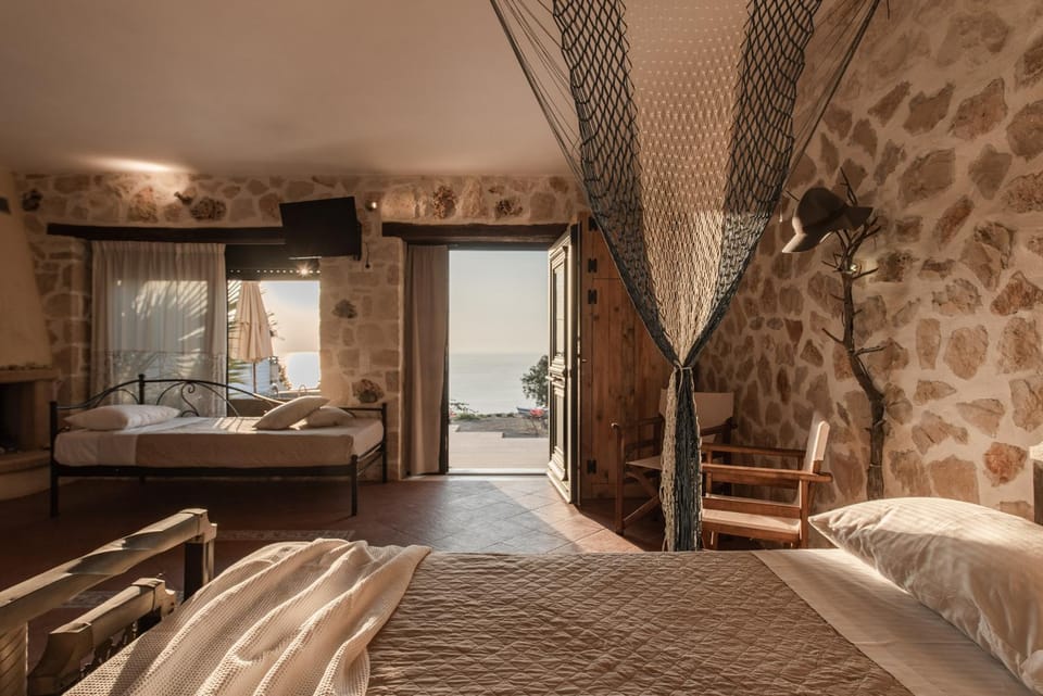 Bed, Garden view, Pool view, Sea view